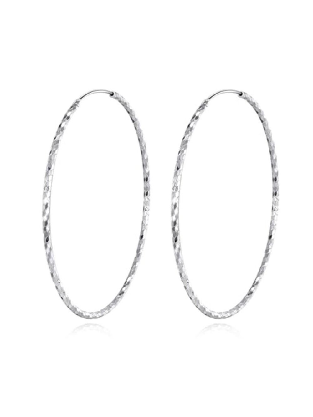 Women's 925 Sterling Silver Hoop Earrings Large Circle Endless Earrings